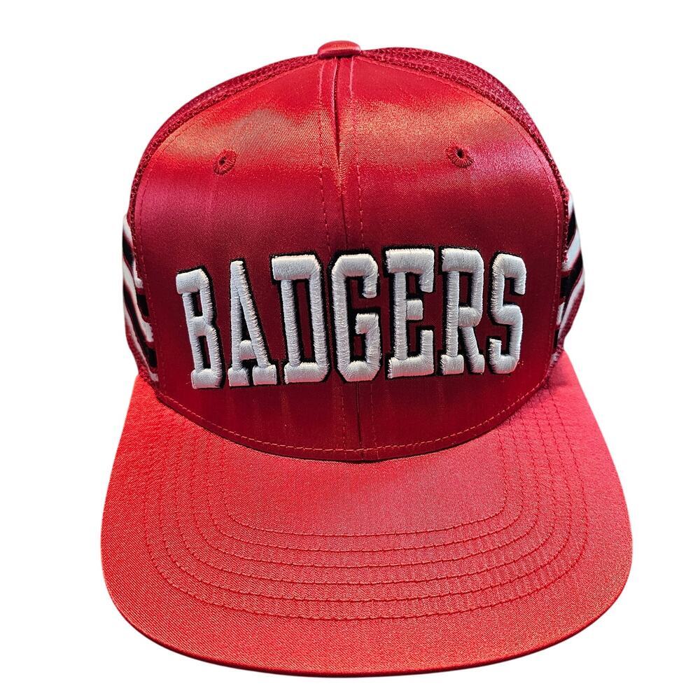Wisconsin Badgers Snapback Trucker Hat Cap Red 3D Script Embroidered TOW Retro B